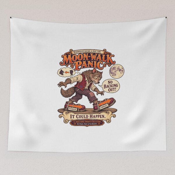 Item preview, THE IRRATIONAL FRIGHTS COLLECTION - WEREWOLVES HAVING A RUFF TIME - MOON-WALK PANIC designed and sold by WheelieGdArt.