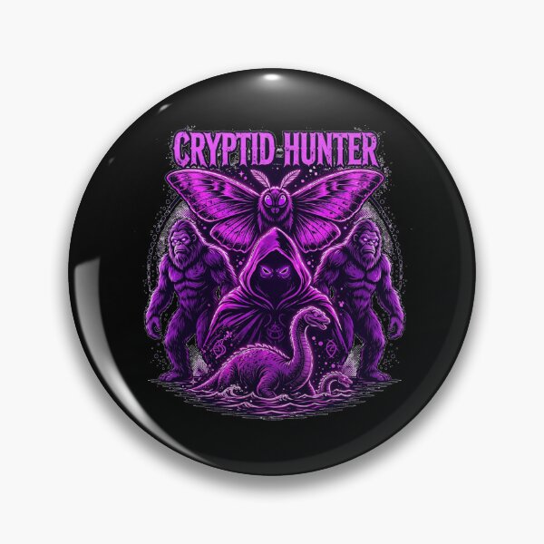Item preview, Cryptid Hunter Mothman Bigfoot Nessie Neon Purple Retro designed and sold by Neon Bones Studio.