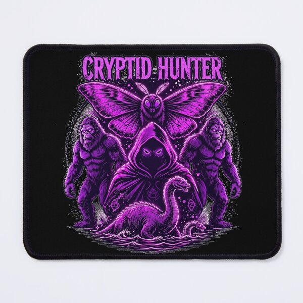 Item preview, Cryptid Hunter Mothman Bigfoot Nessie Neon Purple Retro designed and sold by Neon Bones Studio.