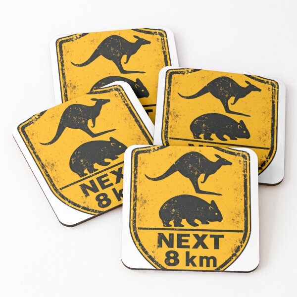 Item preview, Next 8 Km Kangaroo Wombat Australian Wildlife Warning Sign designed and sold by HumansStuck12.