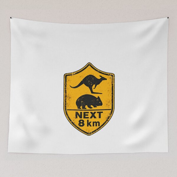 Item preview, Next 8 Km Kangaroo Wombat Australian Wildlife Warning Sign designed and sold by HumansStuck12.