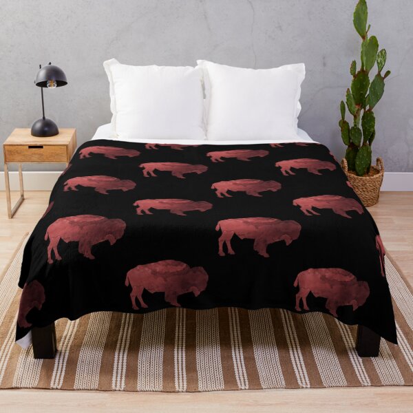 Item preview, Red Watercolor Buffalo Silhouette Wildlife Art Print designed and sold by VyThoaTripg.