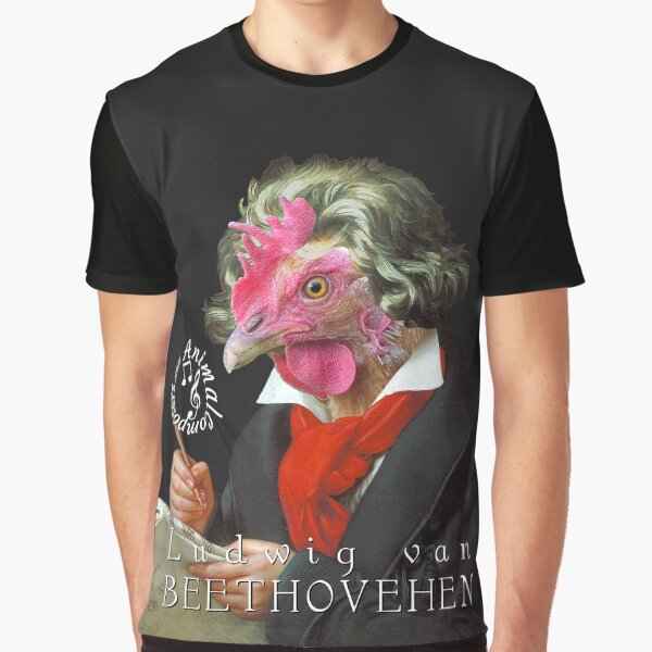 Ludwig van Beethovehen Beethoven Hen Music Animal Pun Graphic T-Shirt