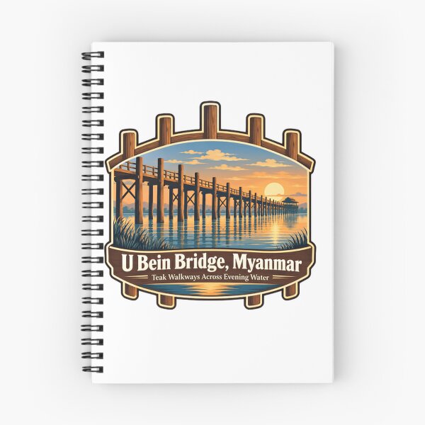 Item preview, U Bein Bridge, Myanmar Teak Walkways Across Evening Water Travel Landmark Souvenir designed and sold by NightGlyph.