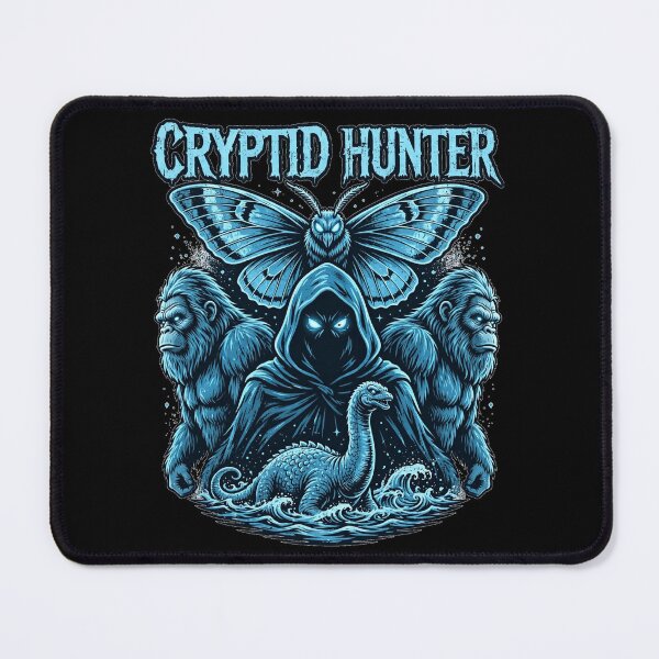 Item preview, Cryptid Hunter Mothman Bigfoot Nessie Electric Blue Retro designed and sold by Neon Bones Studio.