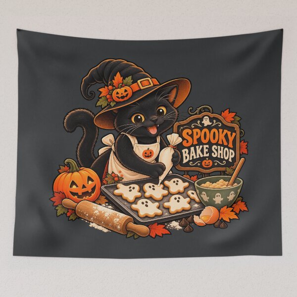 Item preview, Spooky Bake Shop Halloween Cat Baker designed and sold by Stikaro.