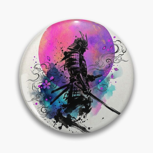 Item preview, Arte de Luna de Samurái de Neón de Pincelada Japonesa designed and sold by iris-festival.