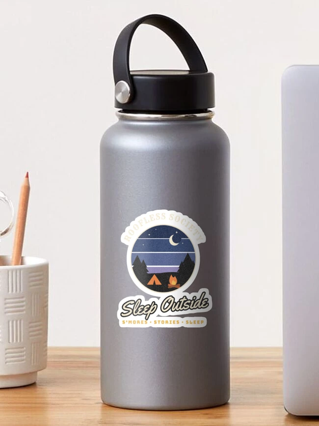 Imagen 1 de 3, Pegatina con la obra Roofless Society Sleep Outside Camping Badge, diseñada y vendida por somebasic.