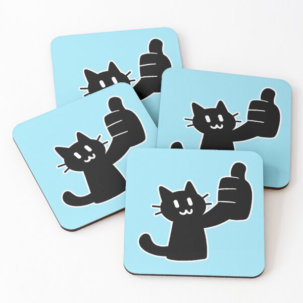Item preview, Black Cat Giving Thumbs Up Illustration designed and sold by magdalenanegra.
