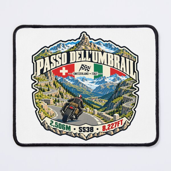 Item preview, Passo Dell'Umbrail Motorcycle Travel Switzerland Italy Mountain Pass Rider designed and sold by NightGlyph.