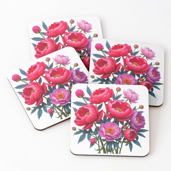 Item preview, Exquisite Gorgeous Pink Red Peony Bouquet Shapes Mania designed and sold by Shapes-Mania.