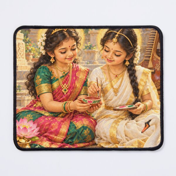 Item preview, Bala Lakshmi and Bala Saraswati Painting Diyas — Child Goddess Art designed and sold by Homyar.