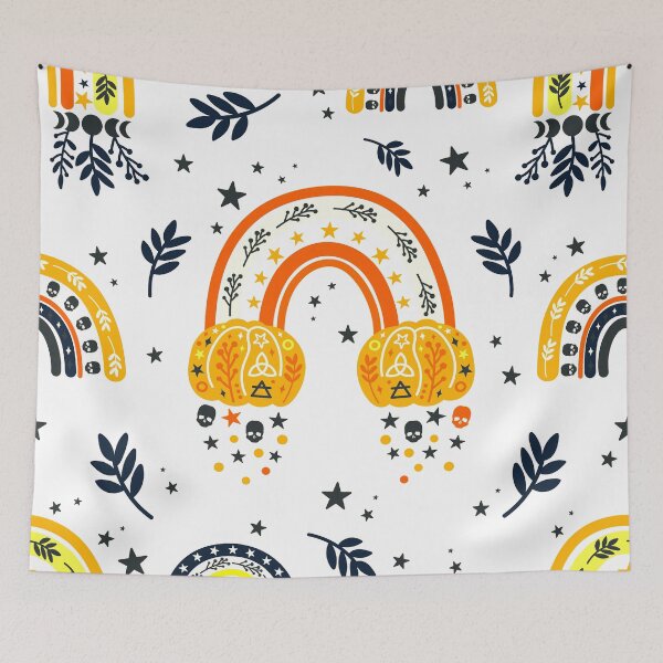 Item preview, Halloween Colorful Rainbows And Decorative Pumpkins Pattern designed and sold by DEC02.