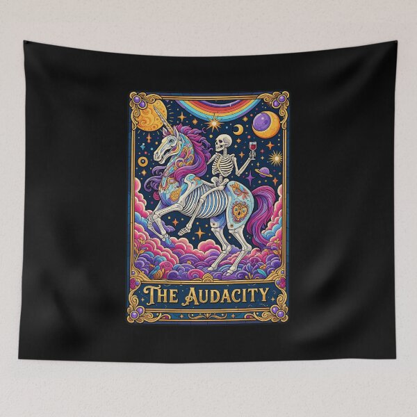 Item preview, The Audacity Tarot Card Skeleton Unicorn designed and sold by TheTouchArt.