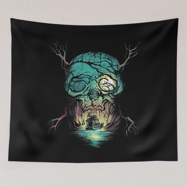 Item preview, Gothic Skull Cave Pirate Ship Dark Fantasy Illusion Graphic designed and sold by gritgraphas.