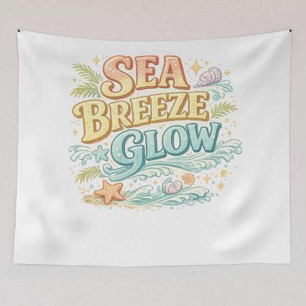 Item preview, Sea Breeze Glow Coastal Beach Ocean Waves Seashell Summer Design designed and sold by inkoutninja.