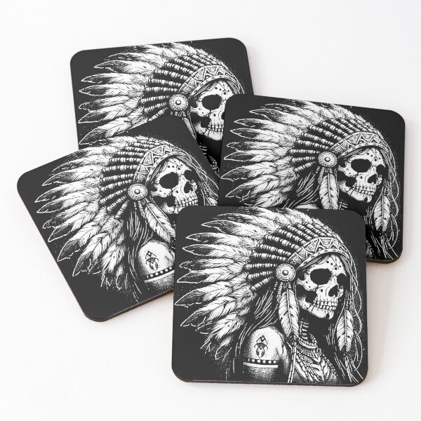 Item preview, Dark Art American Indian Skull Girl Warriors Native Indigenous designed and sold by MORSPECTIVE.