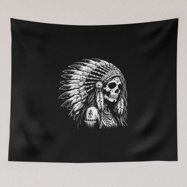Item preview, Dark Art American Indian Skull Girl Warriors Native Indigenous designed and sold by MORSPECTIVE.