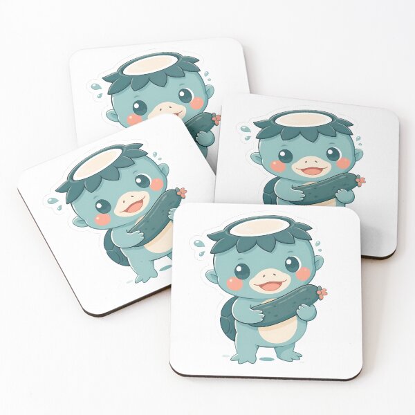 Item preview, Cute Kappa with Cucumber, Japanese Yokai designed and sold by KenkonittekiTT.