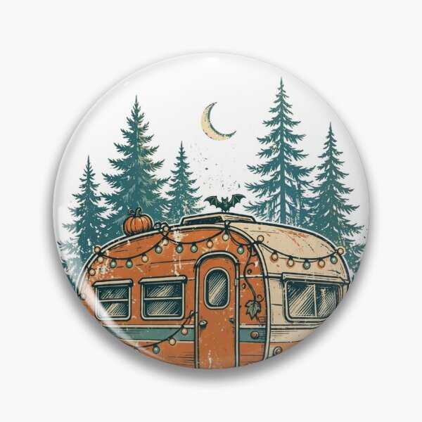 Item preview, Haunted Camper Club Funny Halloween Camper T-Shirt — Retro Trailer with Pumpkins designed and sold by AASU247.