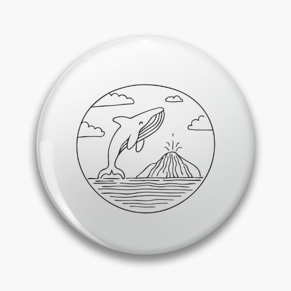 Item preview, A whale jumps out of the ocean with a mountain island in the background designed and sold by rasagamastore.