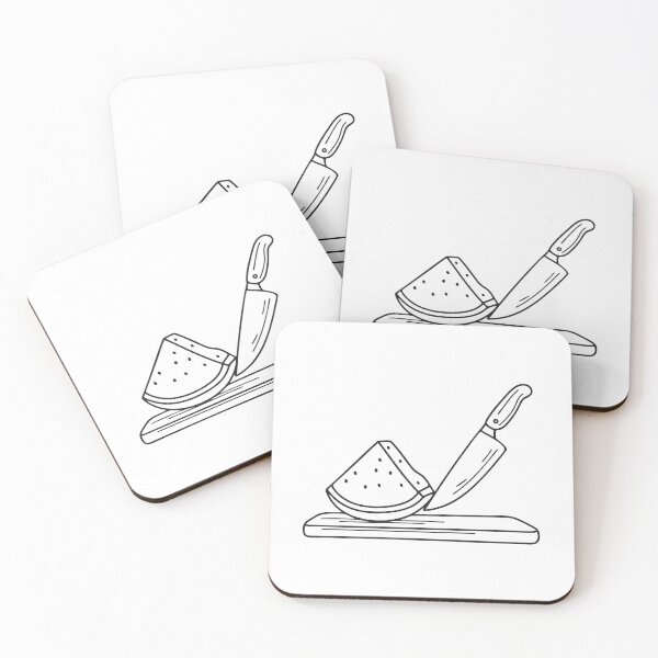 Item preview, A sliced watermelon placed beside a knife on a cutting board designed and sold by rasagamastore.
