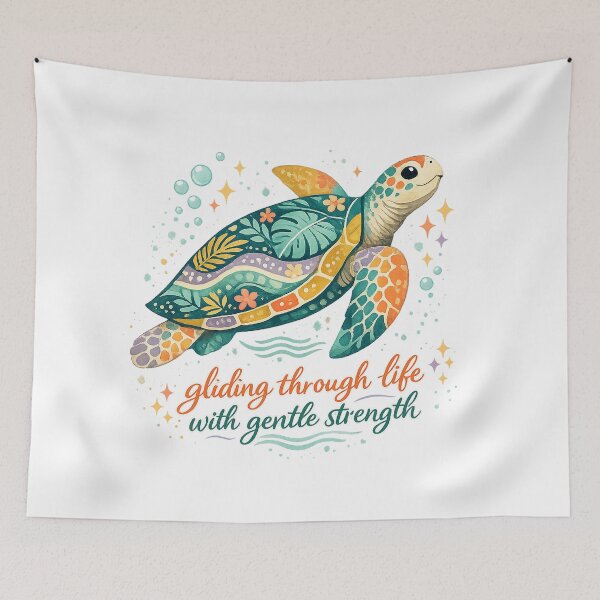 Item preview, Gliding Through Life With Gentle Strength Sea Turtle Inspirational Ocean Design designed and sold by inkoutninja.