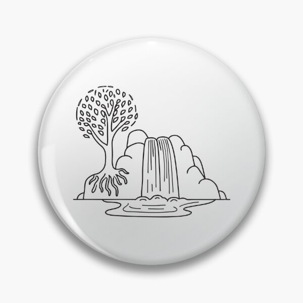 Item preview, A waterfall near a tree with exposed roots gripping the soil designed and sold by rasagamastore.