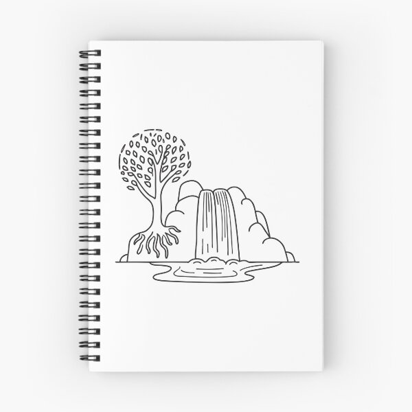 Item preview, A waterfall near a tree with exposed roots gripping the soil designed and sold by rasagamastore.