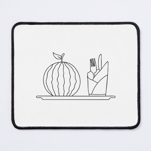 Item preview, A watermelon beside a napkin with forks and knife designed and sold by rasagamastore.