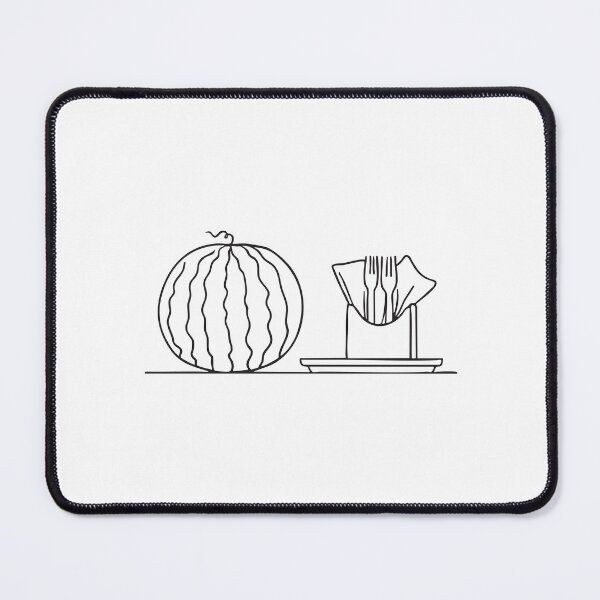 Item preview, A watermelon beside a tray with forks and napkins designed and sold by rasagamastore.