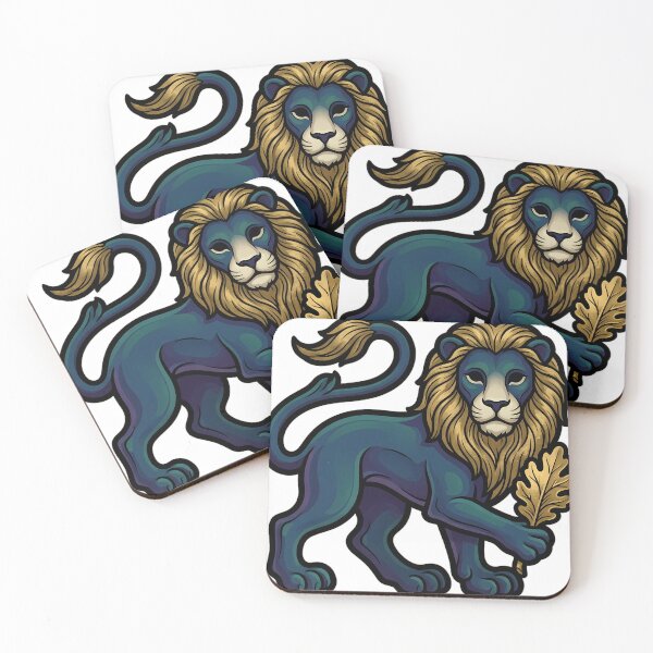 Item preview, Gothic Illuminated Bestiary - Lion with Gilded Oak Leaf - Dark Marginalia Beast designed and sold by IllumeInk.