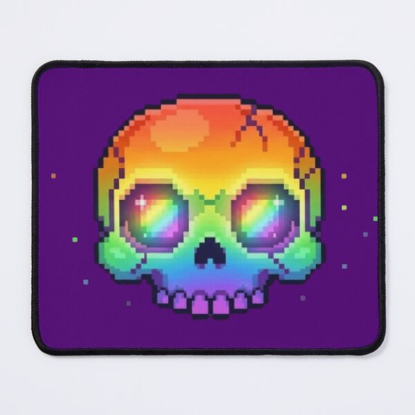 Item preview, Rainbow Pixel Art Skull – Glowing Neon Gamer Aesthetic designed and sold by cutbeastfactory.