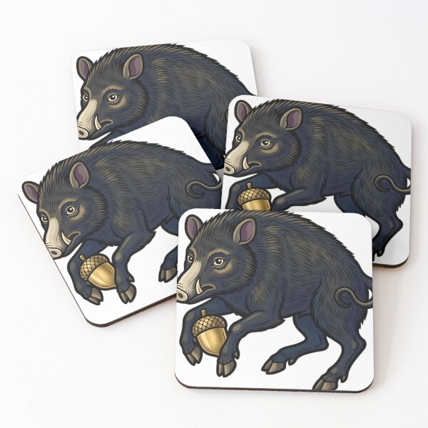 Item preview, Gothic Illuminated Bestiary - Wild Boar with Gilded Acorn - Dark Marginalia Beast designed and sold by IllumeInk.