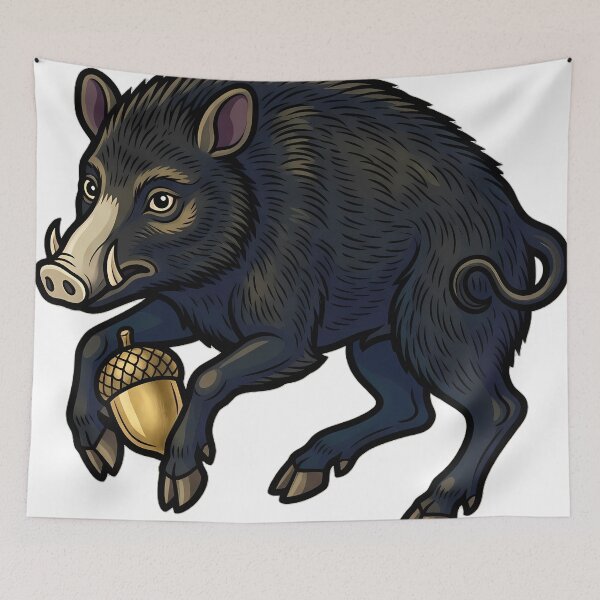 Item preview, Gothic Illuminated Bestiary - Wild Boar with Gilded Acorn - Dark Marginalia Beast designed and sold by IllumeInk.