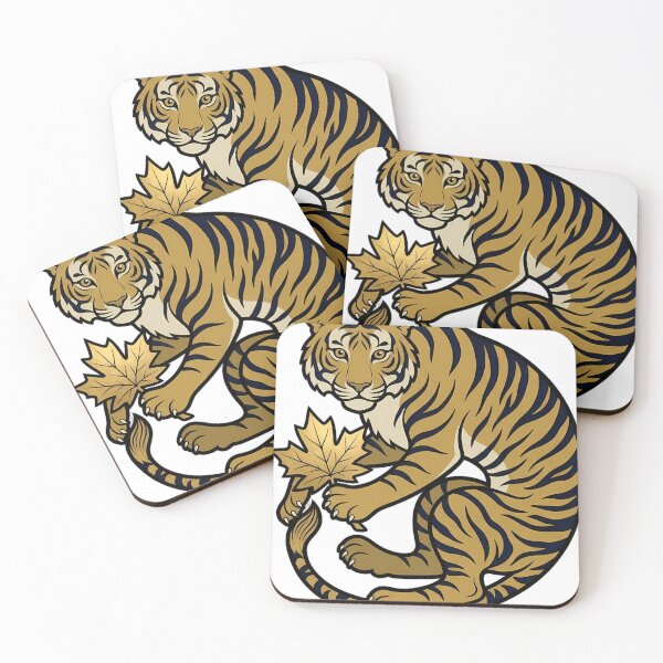 Item preview, Gothic Illuminated Bestiary - Tiger with Gilded Maple Leaf - Dark Marginalia Beast designed and sold by IllumeInk.