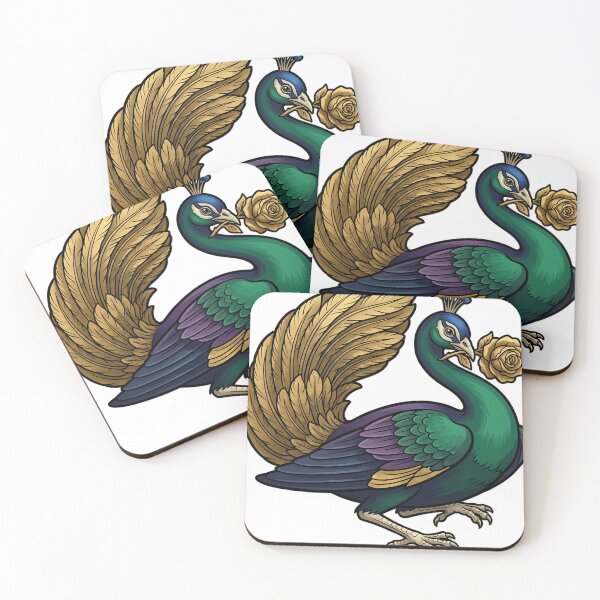 Item preview, Gothic Illuminated Bestiary - Peacock with Gilded Rose - Dark Marginalia Beast designed and sold by IllumeInk.