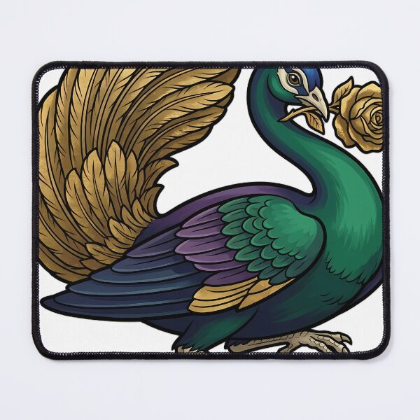 Item preview, Gothic Illuminated Bestiary - Peacock with Gilded Rose - Dark Marginalia Beast designed and sold by IllumeInk.