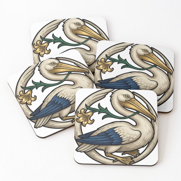 Item preview, Gothic Illuminated Bestiary - Pelican with Gilded Lily - Dark Marginalia Beast designed and sold by IllumeInk.