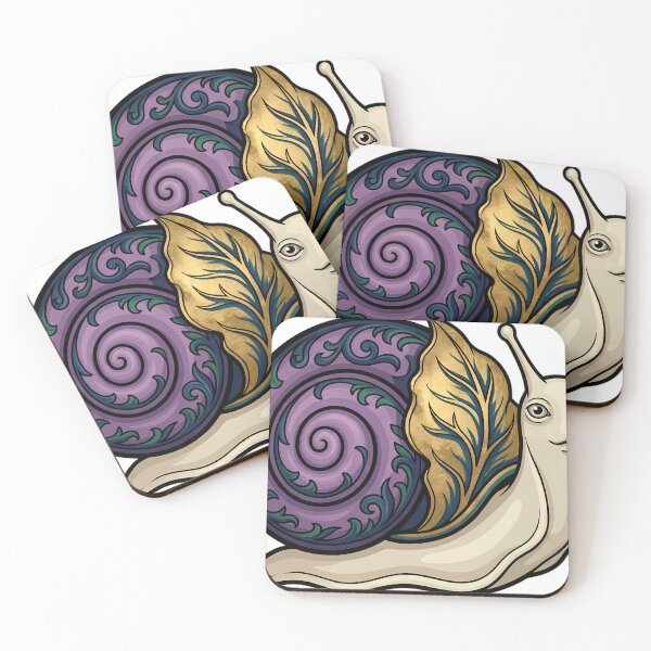 Item preview, Gothic Illuminated Bestiary - Garden Snail with Gilded Cabbage Leaf - Dark Cloister Familiar designed and sold by IllumeInk.