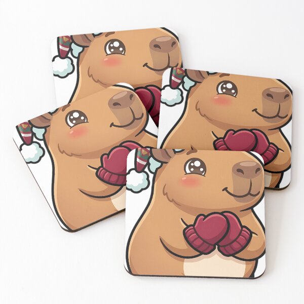 Item preview, Cute Capybara Wearing Cozy Knitted Mittens designed and sold by pumsquare.