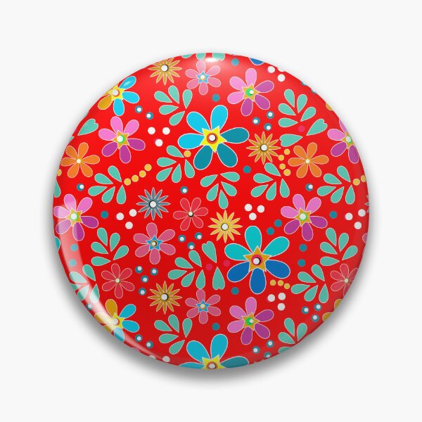 Item preview, floral pattern retro red sixties designed and sold by fuzzyfox.