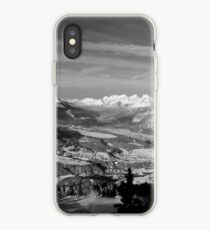 Innsbruck In Winter From Patscherkofel Mountain black white iPhone Case