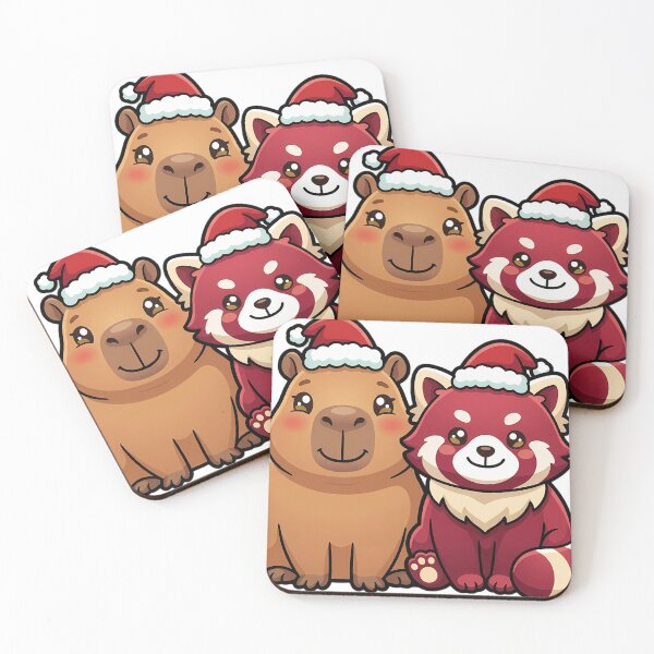 Item preview, Cute Capybara and Red Panda Christmas Friends designed and sold by pumsquare.