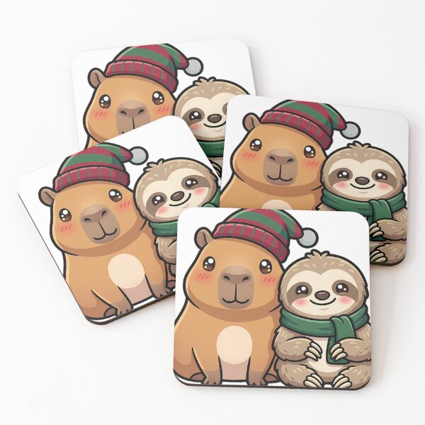 Item preview, Cute Capybara and Sloth Christmas Friends designed and sold by pumsquare.