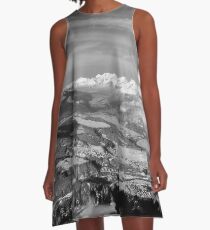Innsbruck In Winter From Patscherkofel Mountain black white A-Line Dress