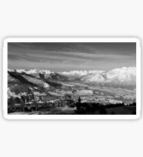 Innsbruck In Winter From Patscherkofel Mountain black white Sticker