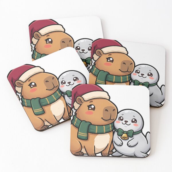 Item preview, Cute Capybara and Seal Pup Christmas Friends designed and sold by pumsquare.