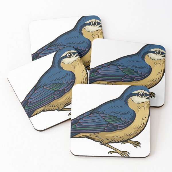Item preview, Gothic Illuminated Bestiary - Nuthatch with Gilded Hazelnut - Dark Cloister Familiar designed and sold by IllumeInk.