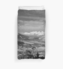 Innsbruck In Winter From Patscherkofel Mountain black white Duvet Cover